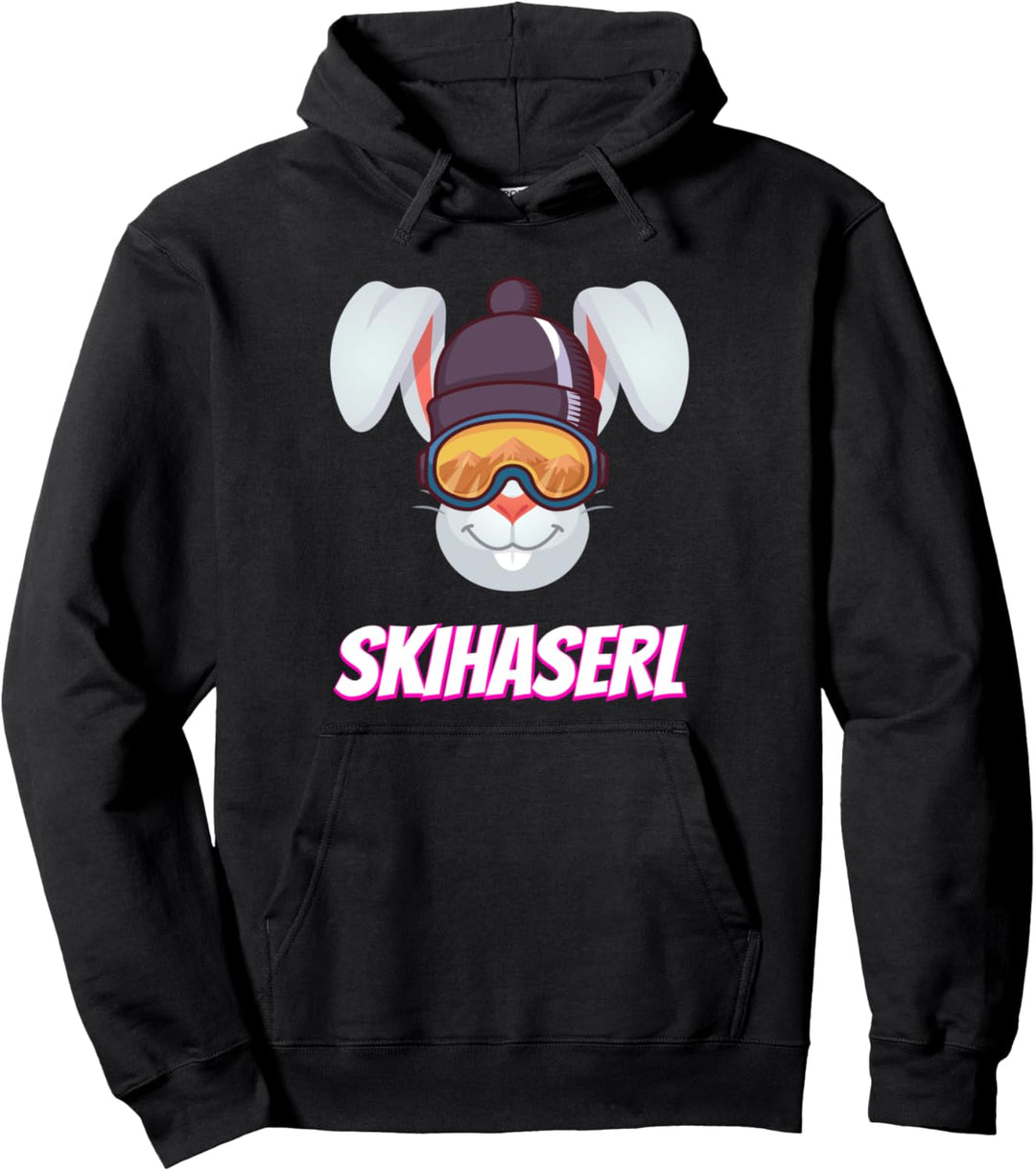 Cooles Skihäschen Skihaserl Skihase mit Skibrille & Mütze Pullover Hoodie