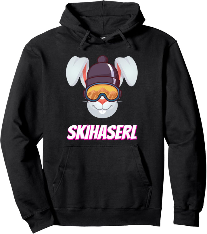 Cooles Skihäschen Skihaserl Skihase mit Skibrille & Mütze Pullover Hoodie
