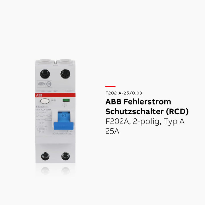ABB F202 RCCB, 2-polig, 25A, 30mA Typ A CE 230V ac Einzelpack Single, Einzelpack Single