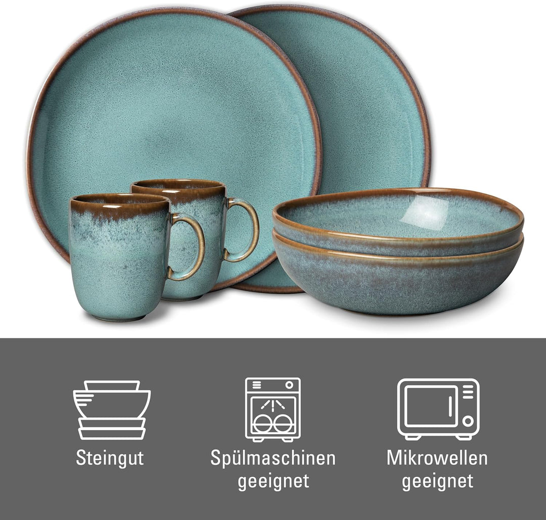 like. by Villeroy &amp; Boch - Lave glacé Geschirr Set aus Steingut, 6tlg., Pottery Look, Frühstückservi