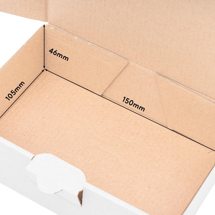500 Maxibriefkartons Versandkartons Faltschachtel Faltkarton Maxibrief 160 x 110 x 50 mm, Weiss, MB-
