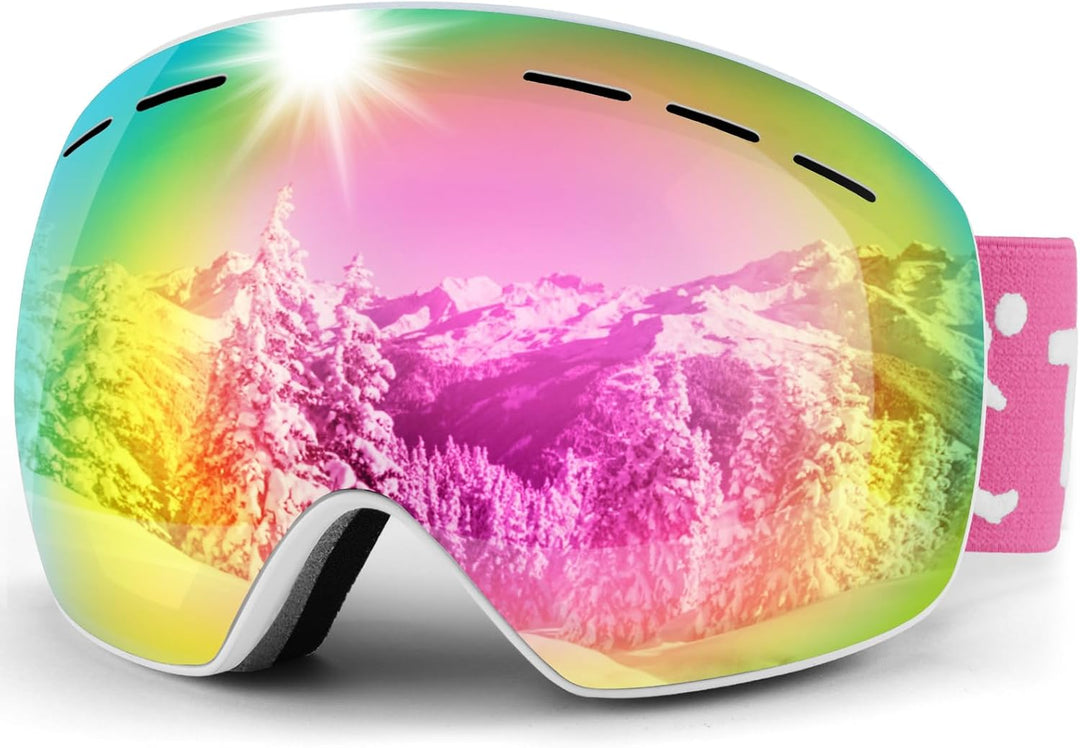Trusiel Skibrille, Skibrille Damen Herren Anti-Fog Ski brille OTG, Skibrille für Brillenträger, 400