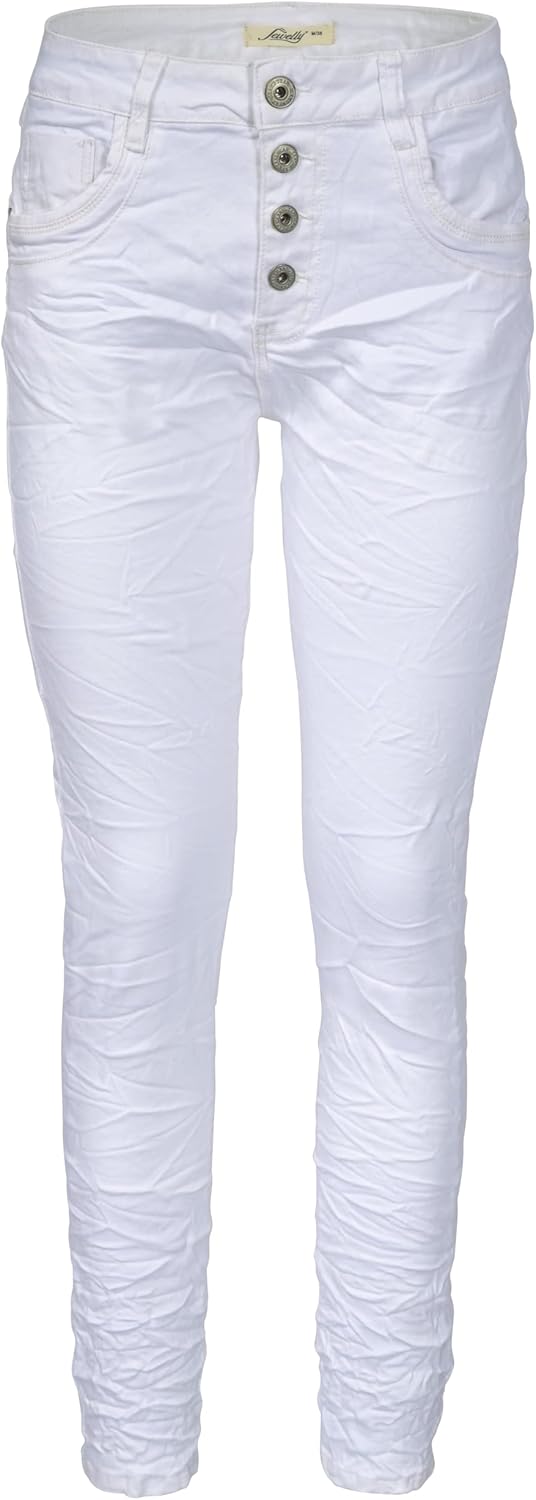 Jewelly Jeans Damen im Crash Look 5154 Off-white 34, Off-white 34