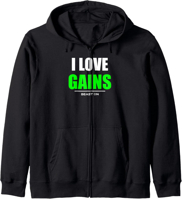 I love gains Gym Fitness Workout Bodybuilding Gains Grün Kapuzenjacke