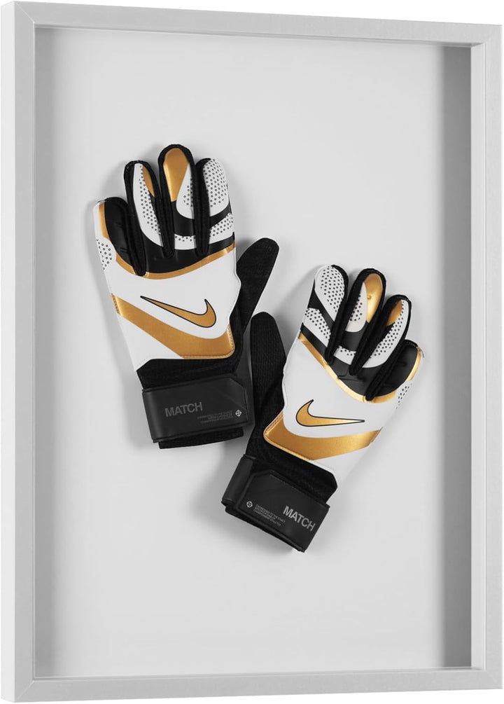 Trikotrahmen Weiss 70x90 mit Passepartout Lichtgrau – 3D Objektrahmen für Fussballtrikots – Jersey F