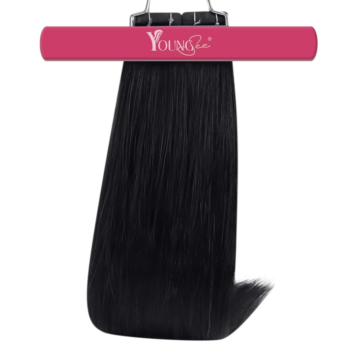 YoungSee Tape Extensions Echthaar Schwarz 45cm Echthaar Extensions Tape Schwarz Tape in Extensions S
