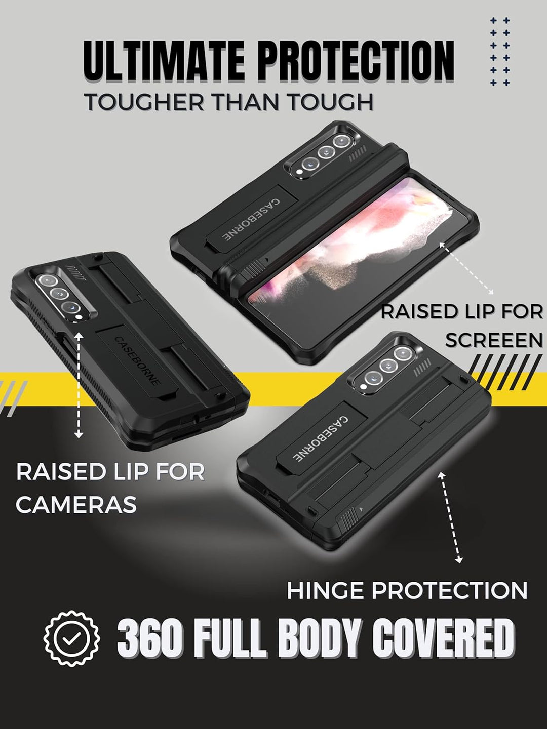 CaseBorne V Kompatibel mit Samsung Galaxy Z Fold 4 Case - Vollschutzhülle mit Semi-Auto Scharnier-Co