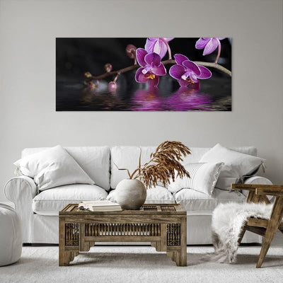 Wandbilder Dekoration Wohnzimmer Asien exotisch orchidee blume Panorama Bilder auf Leinwand 120x50cm