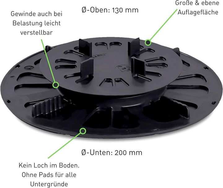 Plattenlager höhenverstellbar (1,1-1,4cm - 52 Stück) - Stelzlager für Terrassenplatten - Stellfüsse