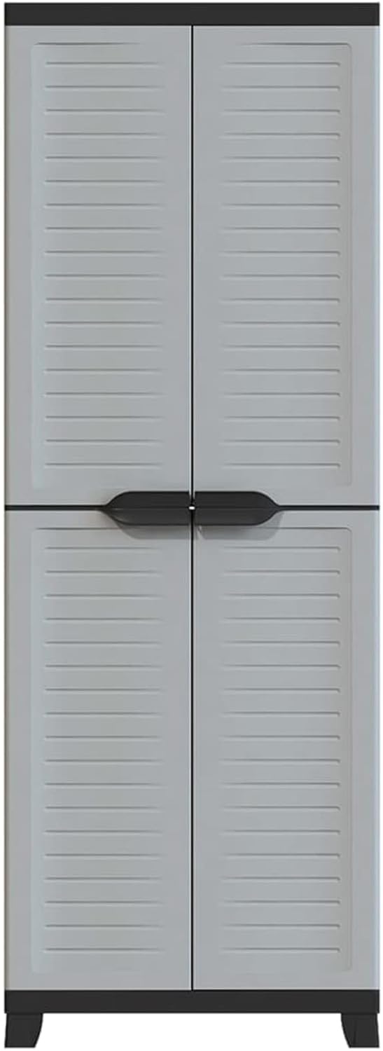 Tidyard Gartenschrank mit 2 Türen und 5 Fachböden Geräteschuppen Kunststoffschrank Spindschrank Schr