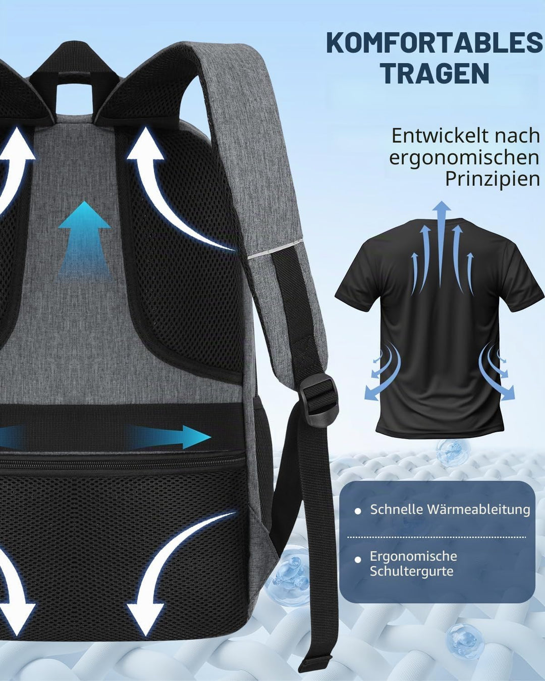 kadilong Gross Rucksack Laptop Herren 17.3 Zoll,Schulrucksack Jungen Teenager Rucksack Schule Schulr