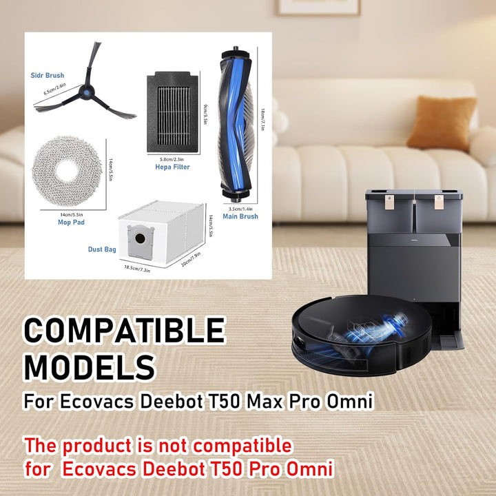 Zubehör für Ecovacs Deebot T50 Max Pro Omni,T50 Max Omni,T50 Max Pro Omni Gen2 Staubsauger Ersatztei