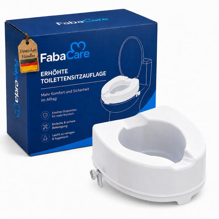 FabaCare Toilettensitzerhöhung Smart, Toilettenaufsatz, WC-Sitz bis 250 kg belastbar, 15 cm ohne Dec