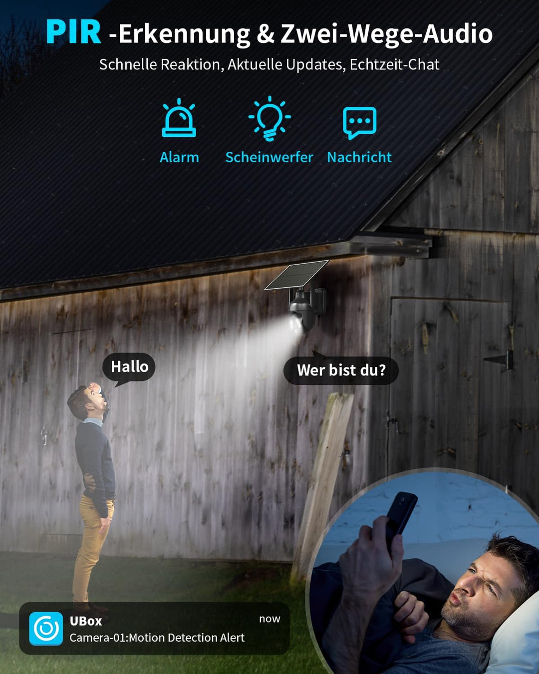 SEHMUA 4G LTE Überwachungskamera Aussen Solar, 2K HD PTZ Kabellos Kamera Ohne WLAN Outdoor Akku, 355