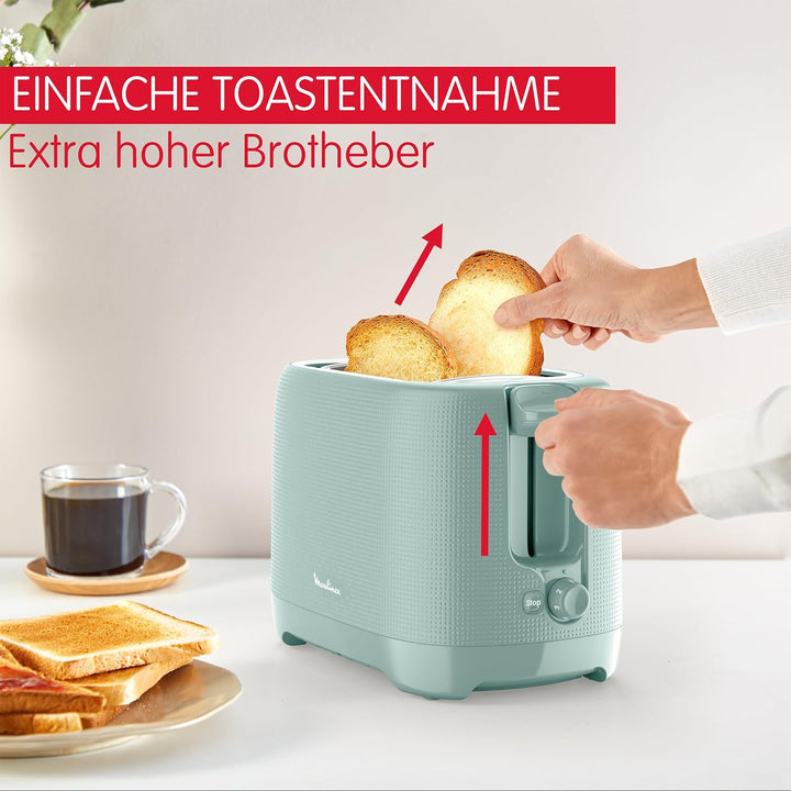 Moulinex Morning Toaster, 7 Bräunungsstufen, Brötchen-Aufsatz, Stopp-Funktion, extrabreite Schlitze,