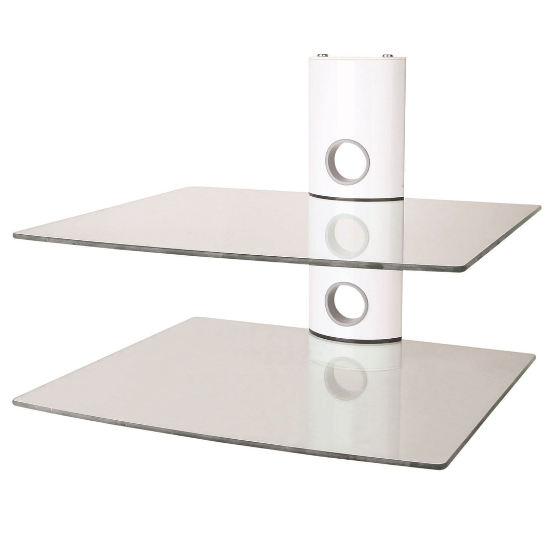 NEG Multimedia TV-Rack Suspender 502W (weiss) mit 2 Glas-Ablagen und Kabelmanagement-System 2 Regale