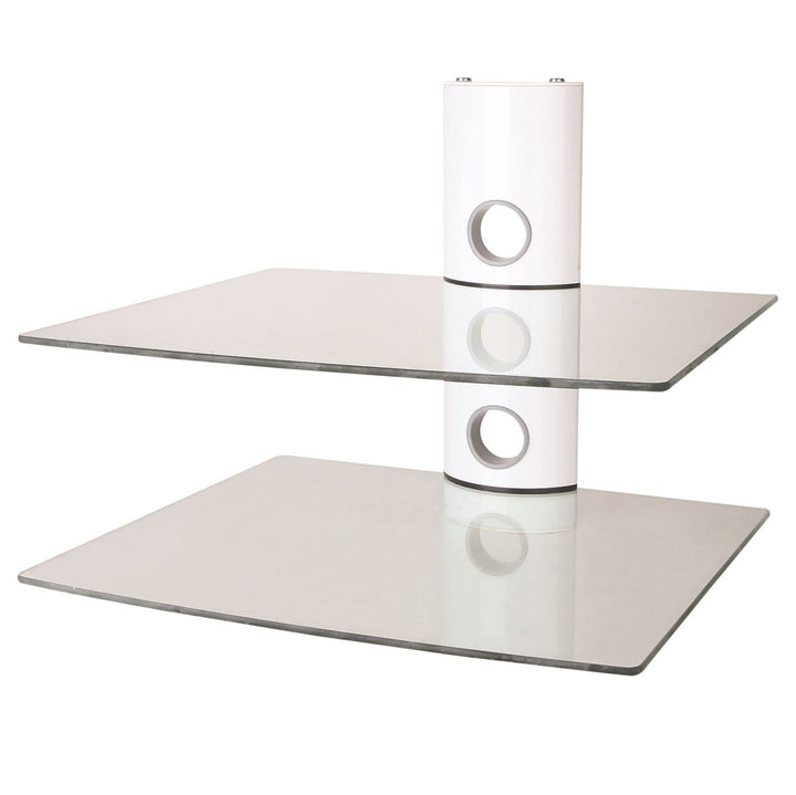 NEG Multimedia TV-Rack Suspender 502W (weiss) mit 2 Glas-Ablagen und Kabelmanagement-System 2 Regale