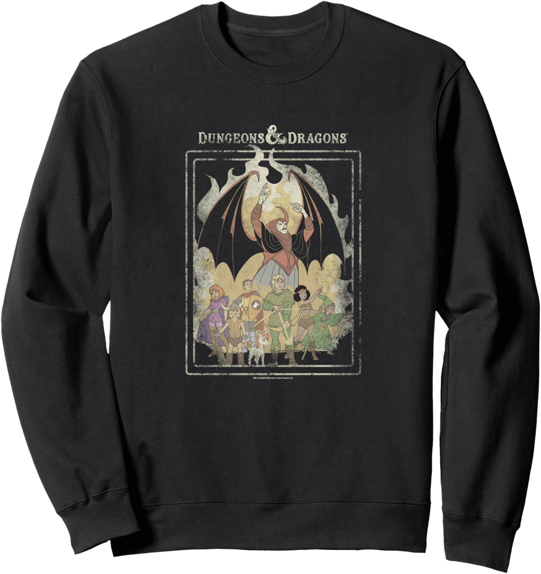 Dungeons &amp; Dragons Group Shot Retro Flames Sweatshirt