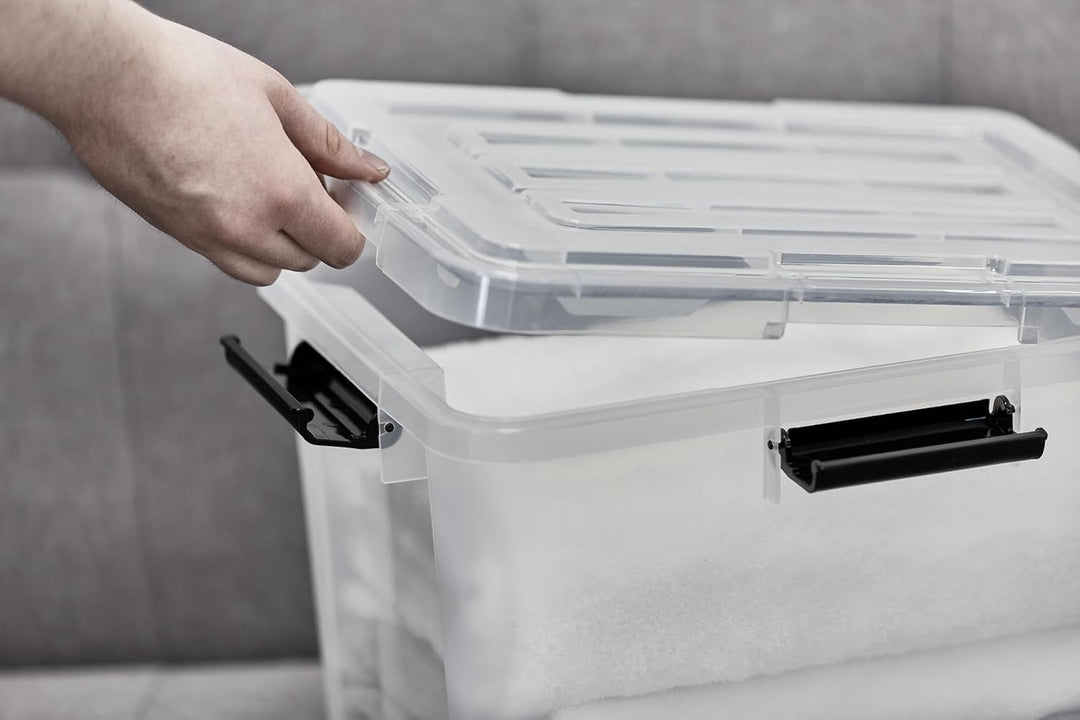Iris Ohyama Luftdichte Kunststoff-Aufbewahrungsboxen mit Deckel, 20L, 3er-Set, Transparent, Hermetis