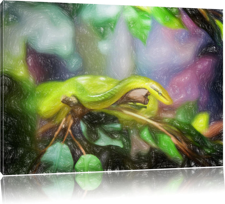 Pixxprint Schlange als Leinwandbild/Grösse: 100x70 / Wandbild/Kunstdruck/fertig bespannt, 100x70