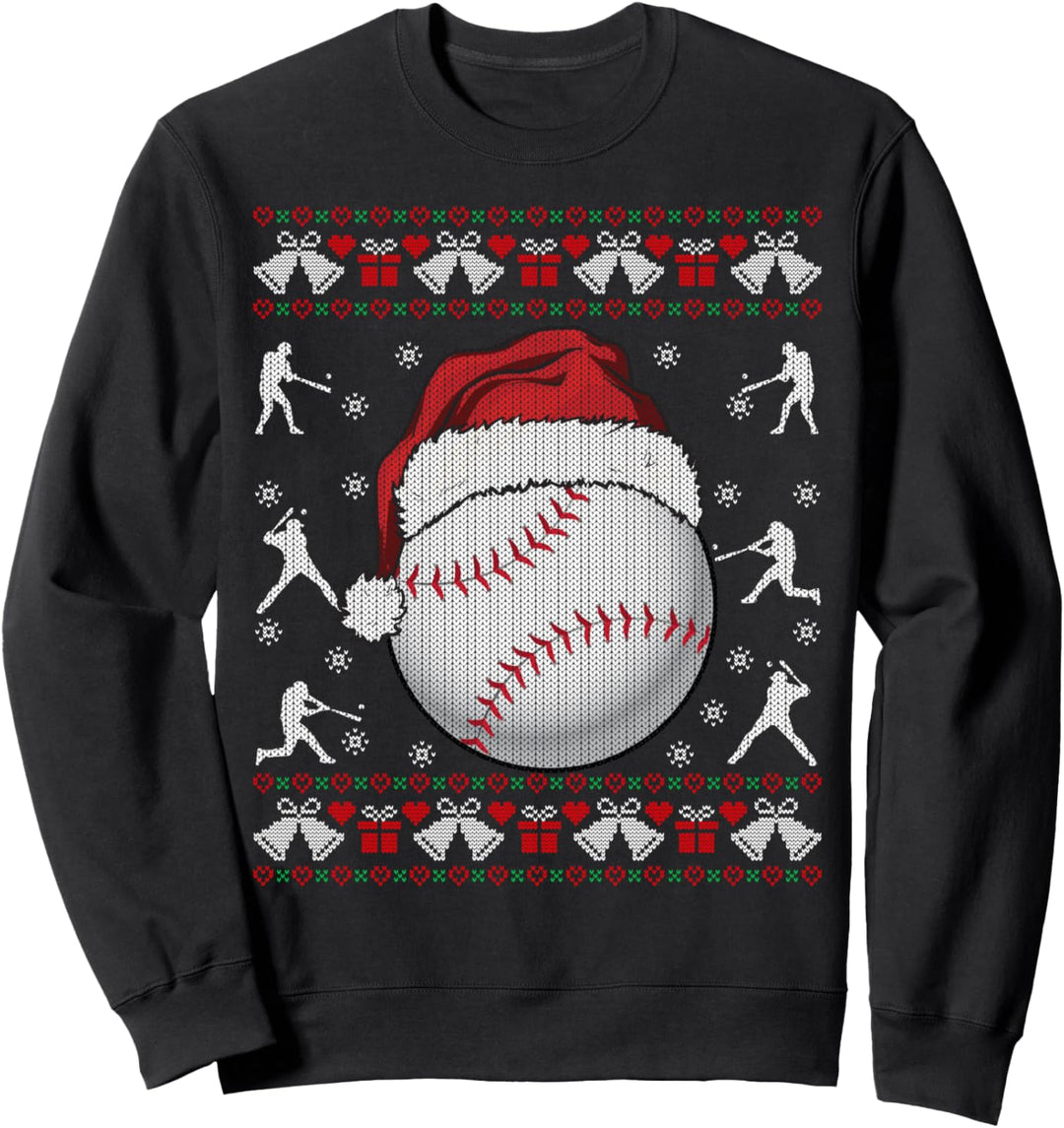 Baseball Ball Santa Hat Ugly Christmas Sweater Gift Sweatshirt