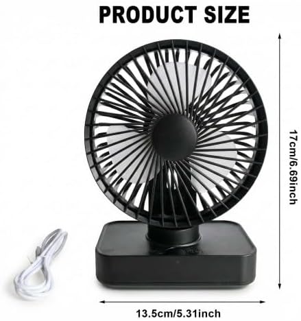 Tischventilator Leise Automatisch Oszillierend, 4000mAh Akku USB 5 Geschwindigkeiten LED-Digitalanze