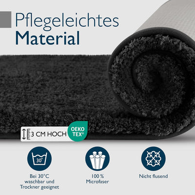 Beautissu Badematte rutschfest 120x70 cm – Duschvorleger Hochflor Badteppich rutschfest Waschbar Sha