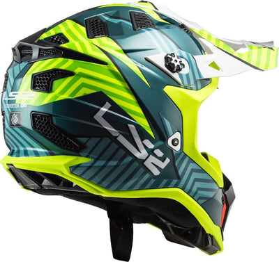 LS2 Helm Subverter EVO Astro MX700 Kobalt/fluoreszierend gelb | Geen vizier | Doppelring | PolyCarbo