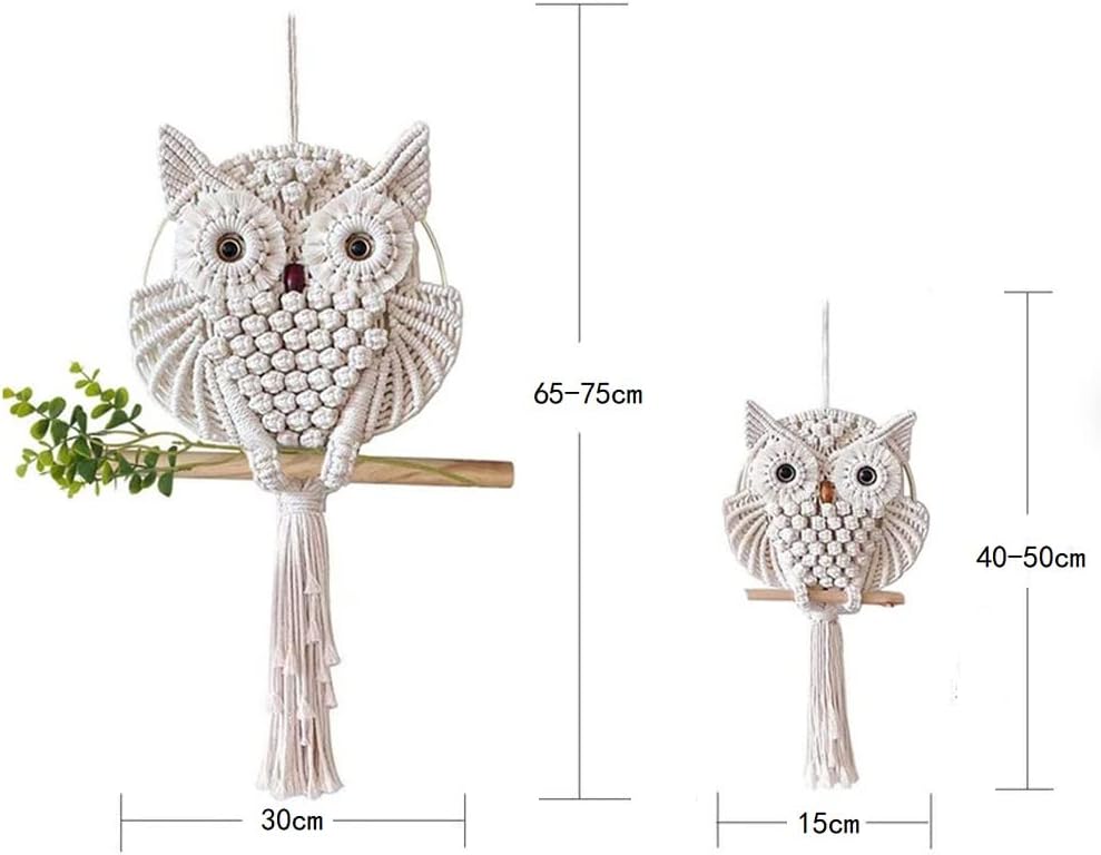 YSGLIFE 2 x Eulen Makramee Wandbehang Wanddekoration Handgefertigt Boho Ornament Wandkunst Aufhänger