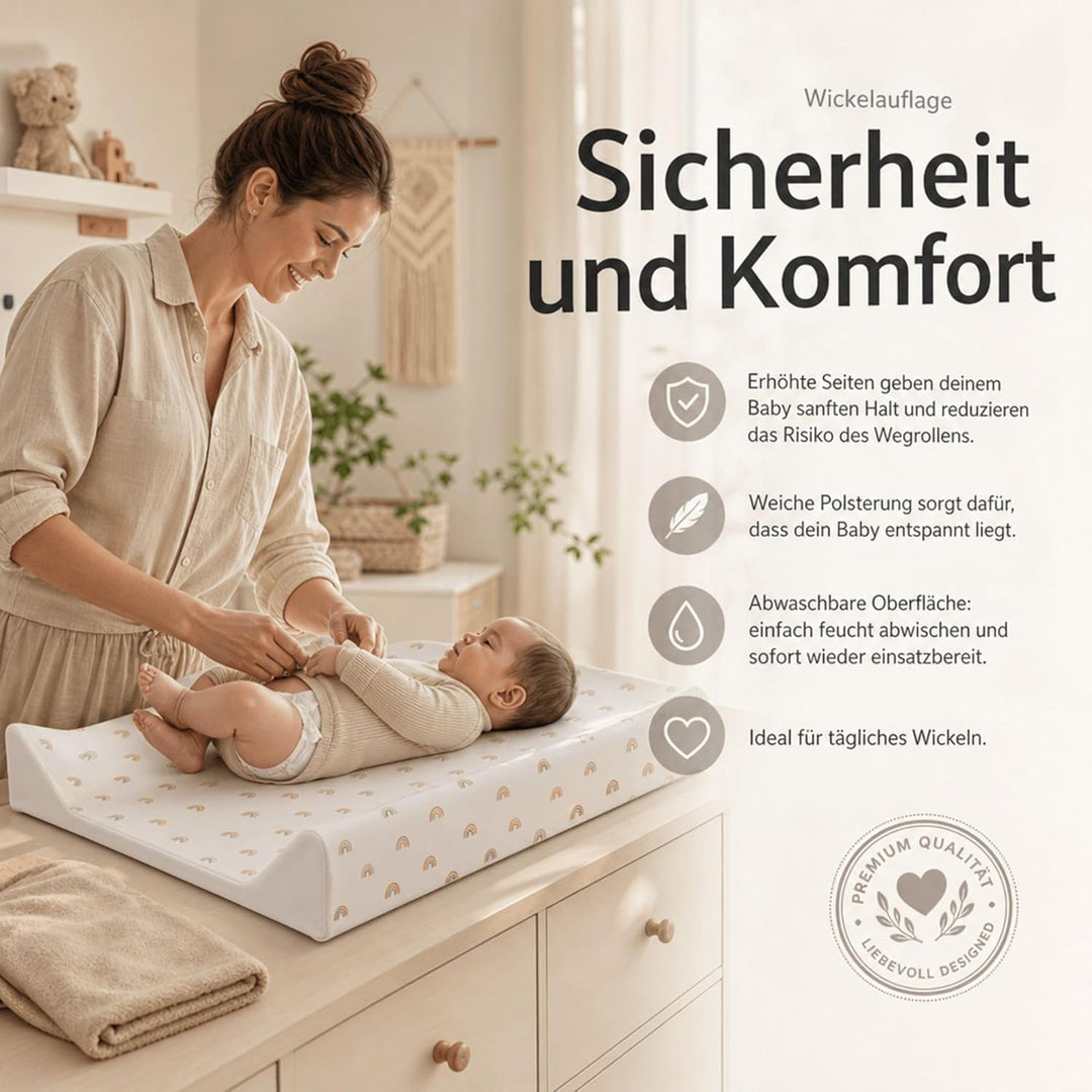 Fillikid Wickelauflage 2-Keil Exclusiv/Wickelmulde 50x65 cm/Wickelunterlage mit abwaschbarer Folienb