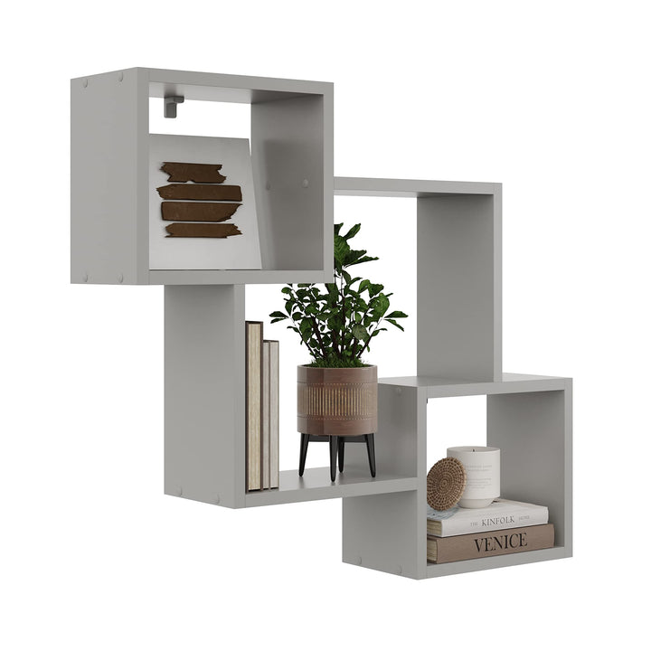 KUBUTKU Dekorativ Wandregal mit 3 Böden 78x71x18 Design Skandinavischer Modern für Wohnzimmer Küche