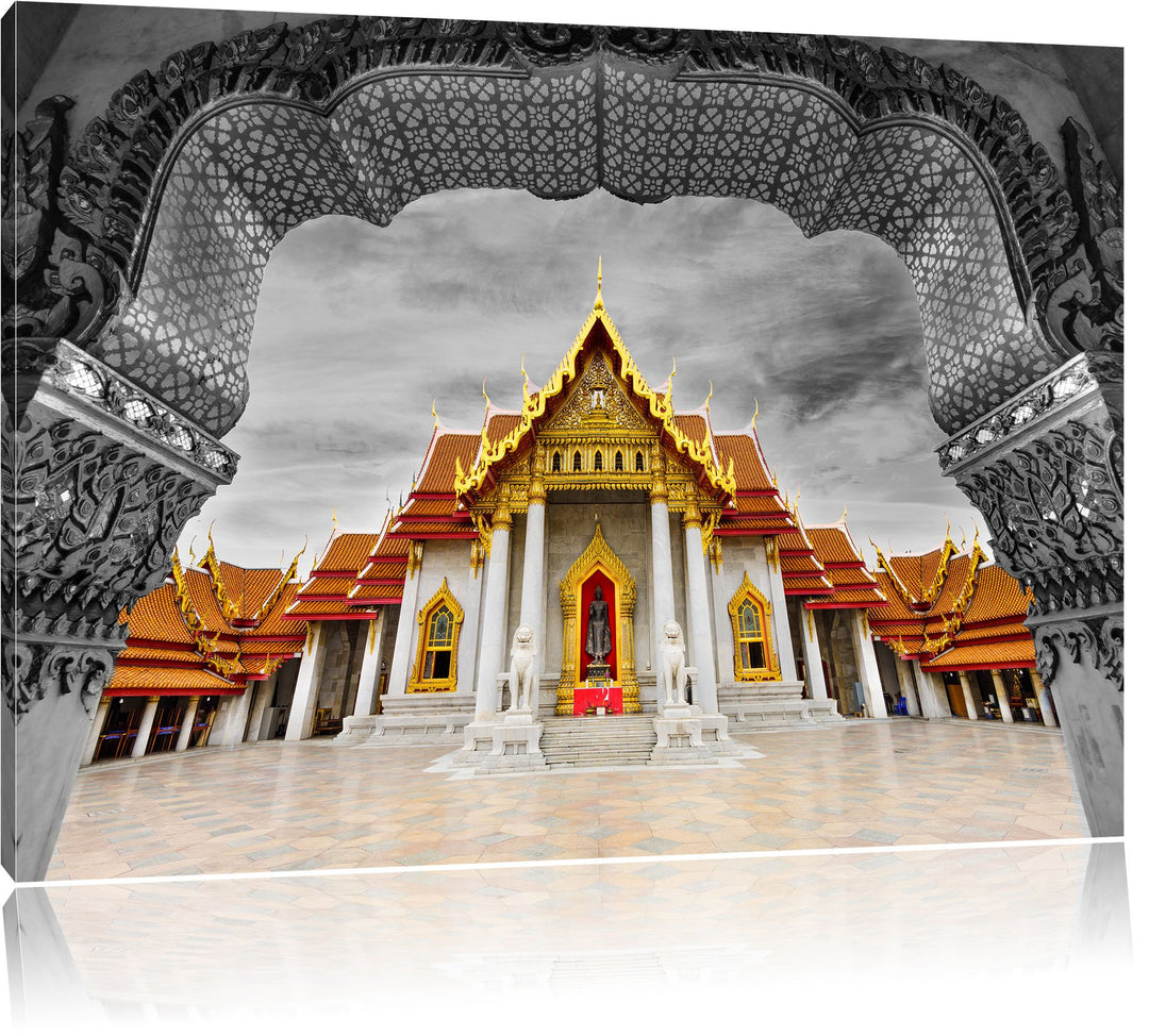 Pixxprint Marmortempel von Bangkok als Leinwandbild/Grösse: 100x70 cm/Wandbild/Kunstdruck/fertig bes