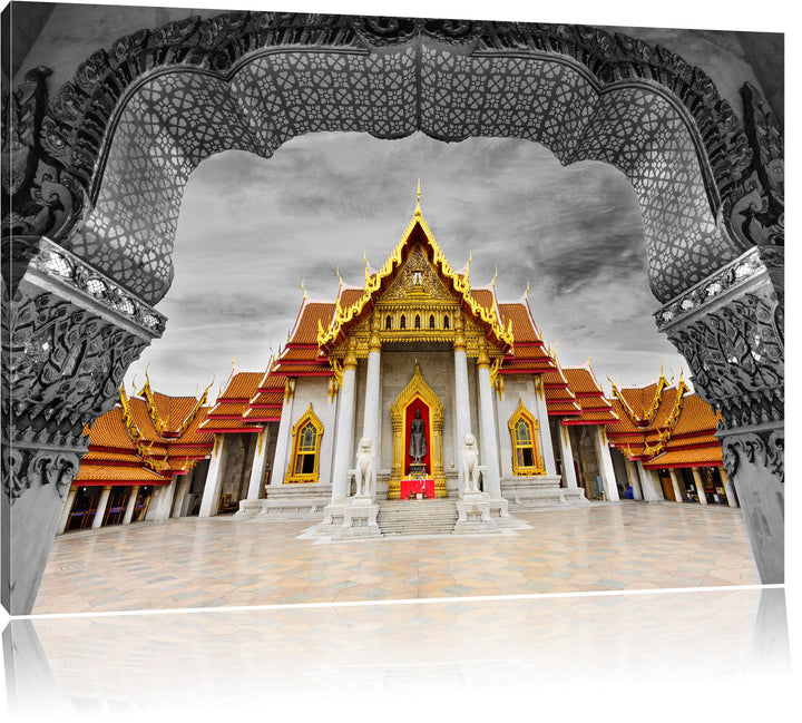 Pixxprint Marmortempel von Bangkok als Leinwandbild/Grösse: 100x70 cm/Wandbild/Kunstdruck/fertig bes
