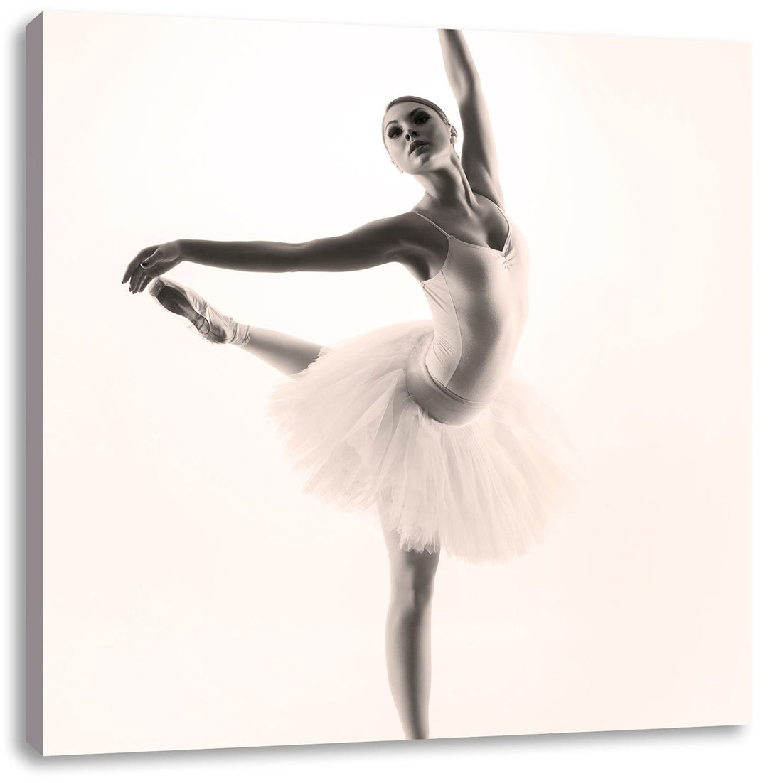 Pixxprint Ästhetische Ballerina Schwarz/Weiss, Format: 70x70 auf Leinwand, 70x70