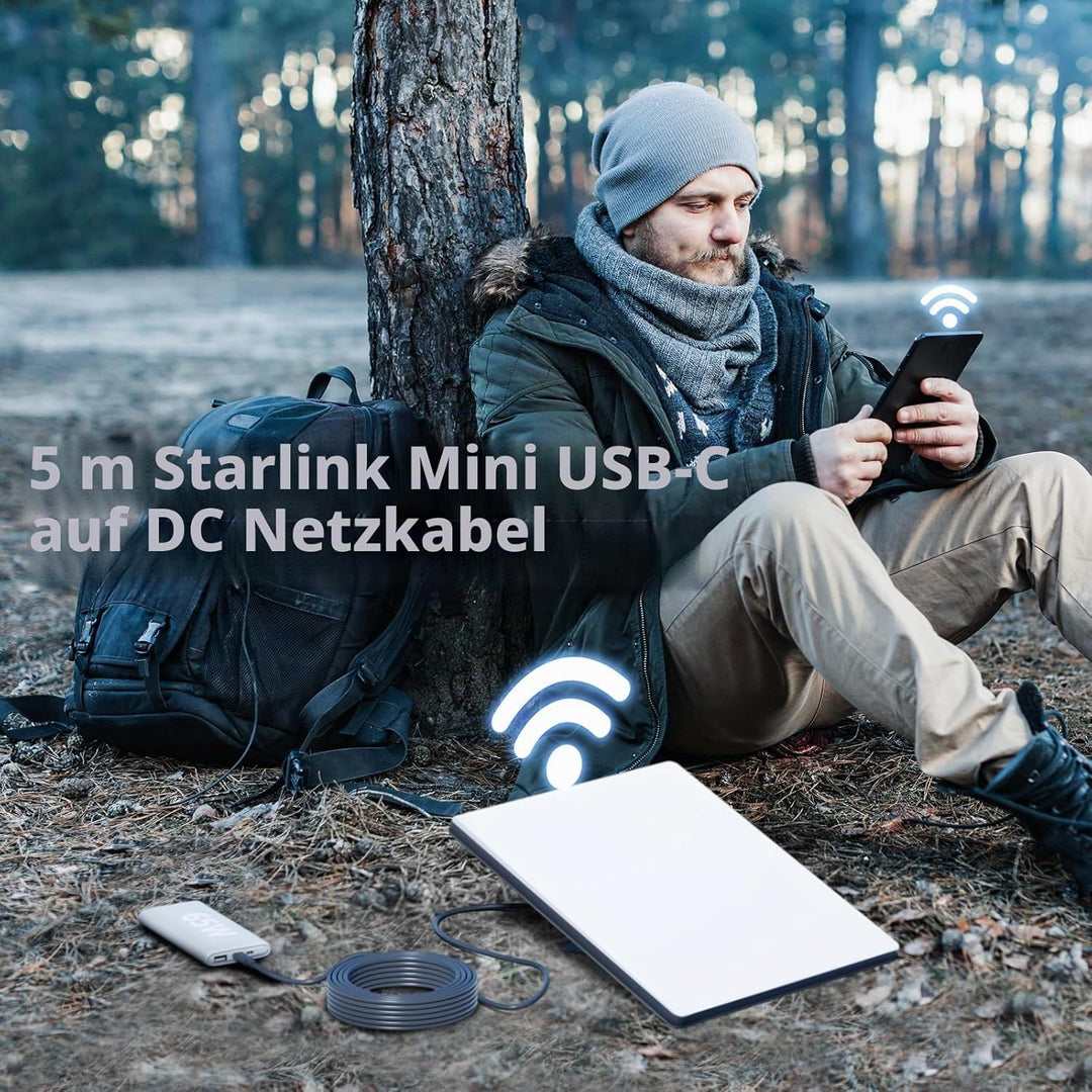 DuHeSin Starlink Mini-Kabel, 5 m, Starlink Mini-USB-C-auf-DC-Netzkabel, 100 W Eingang, wasserdichtes