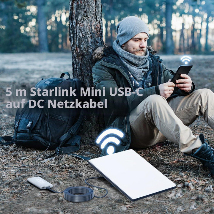 DuHeSin Starlink Mini-Kabel, 5 m, Starlink Mini-USB-C-auf-DC-Netzkabel, 100 W Eingang, wasserdichtes