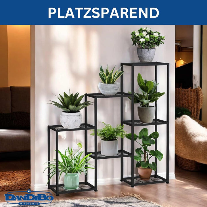 DanDiBo Blumenregal indoor Metall Schwarz 6 Ebenen 96578 Blumentreppe Modern Pflanzentreppe Design P