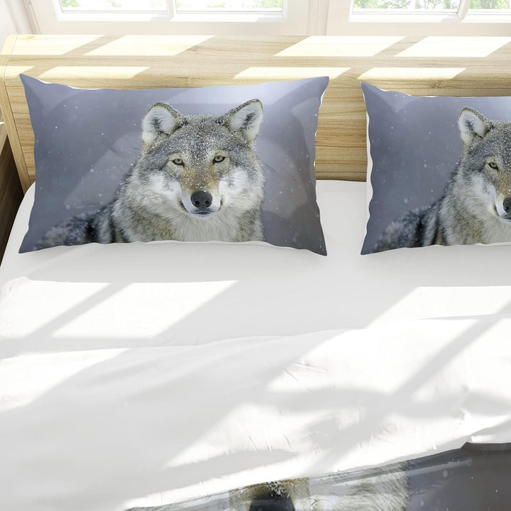 Hoimlm Kinder Bettwäsche 200x200 Wolf Print Mikrofaser Bettbezug Jungen Teens bettwäsche Set Kinder