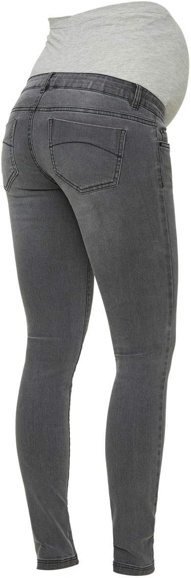 MAMALICIOUS Damen Mllola Slim Grey Jeans A. Noos Umstandshose, Grey Denim, 34W 34L EU