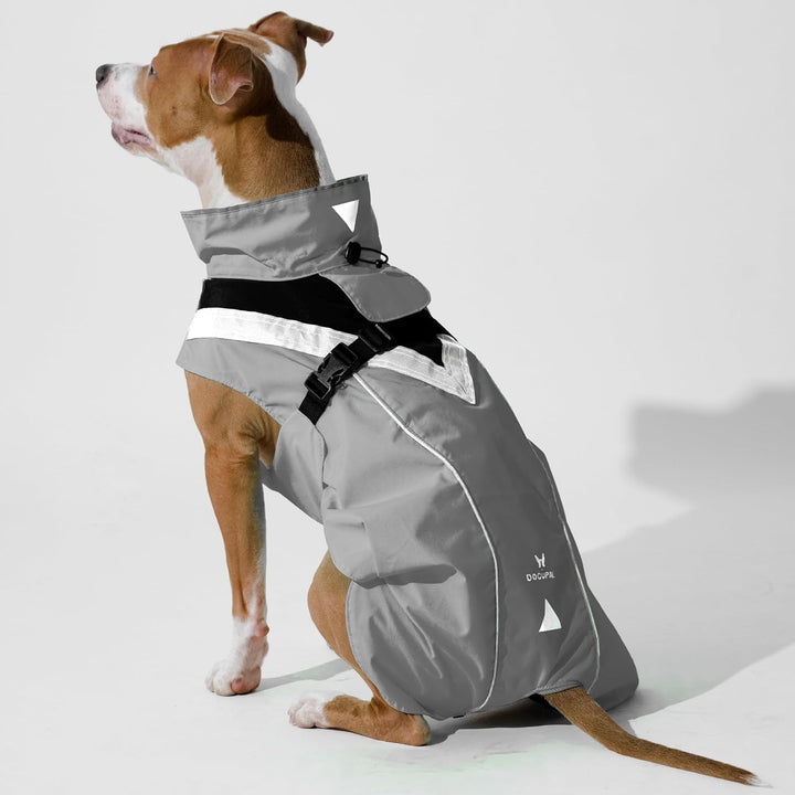 DOGOPAL Regenmantel Hund wasserdicht für kleine & grosse Hunde - Gelber Hunderegenmantel mit Reflekt