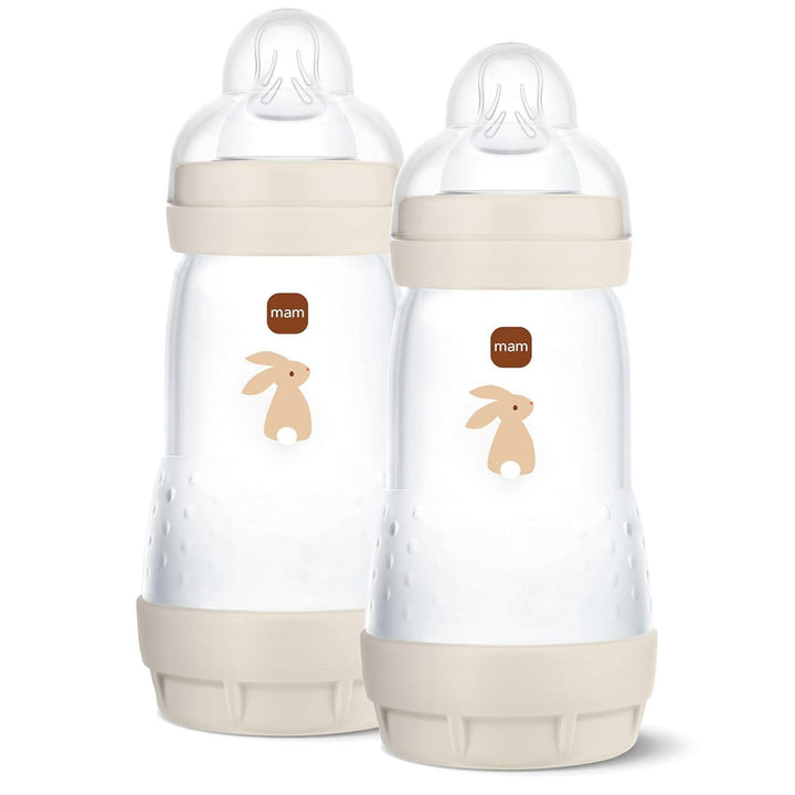 MAM Easy Start Anti-Colic Babyflasche im 2er-Set (260 ml), Milchflasche mit innovativem Bodenventil
