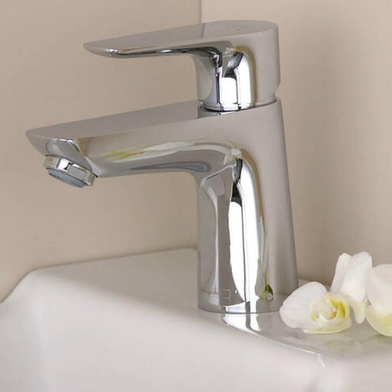 hansgrohe Wasserhahn Talis E (Armatur mit Auslauf Höhe 80mm und Zugstangen-Ablaufgarnitur) Chrom Chr