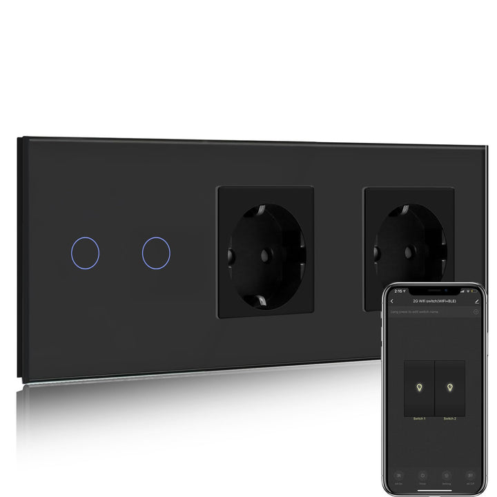 BSEED Normal Steckdose mit Smart Alexa Lichtschalter Kompatibel mit Alexa,Google Home,Touchscreen-sc