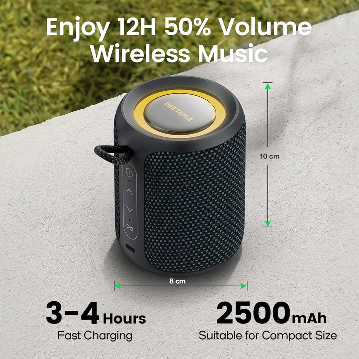 Deeyaple Bluetooth Lautsprecher Klein Tragbarer Musikbox 5.3 IPX7 Wasserdicht Kabellose Stereo Pairi
