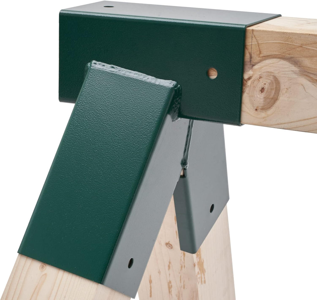 TRIBECCO® Vierkant Schaukelverbinder 90/90mm (100°, Grün) aus pulverbeschichtetem Stahlblech für Gar