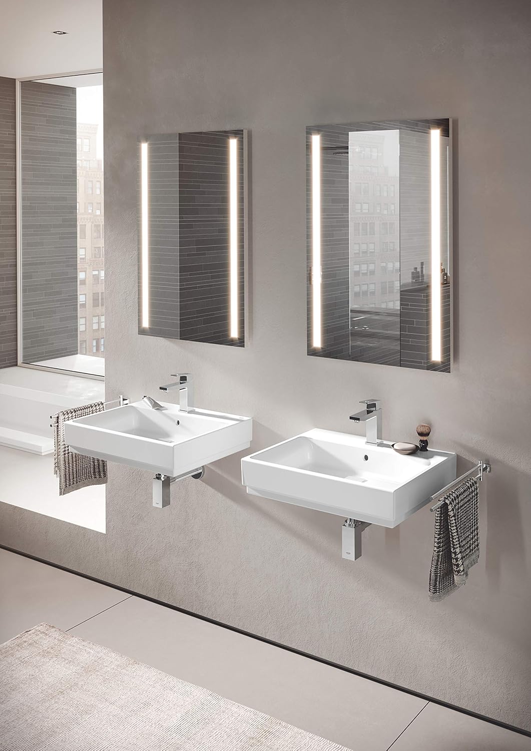 GROHE Eurocube | Wanne - Wannenarmatur | mit HANDBRAUSE, Wandhalter und Schlauch | 23141000 & Eurocu