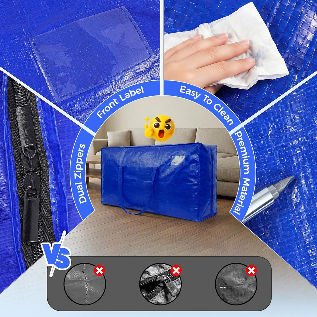 NOCOEX Extra Grosse Heavy-Duty Aufbewahrungstasche - 200L Wasserdicht Umzugstaschen mit Reissverschl