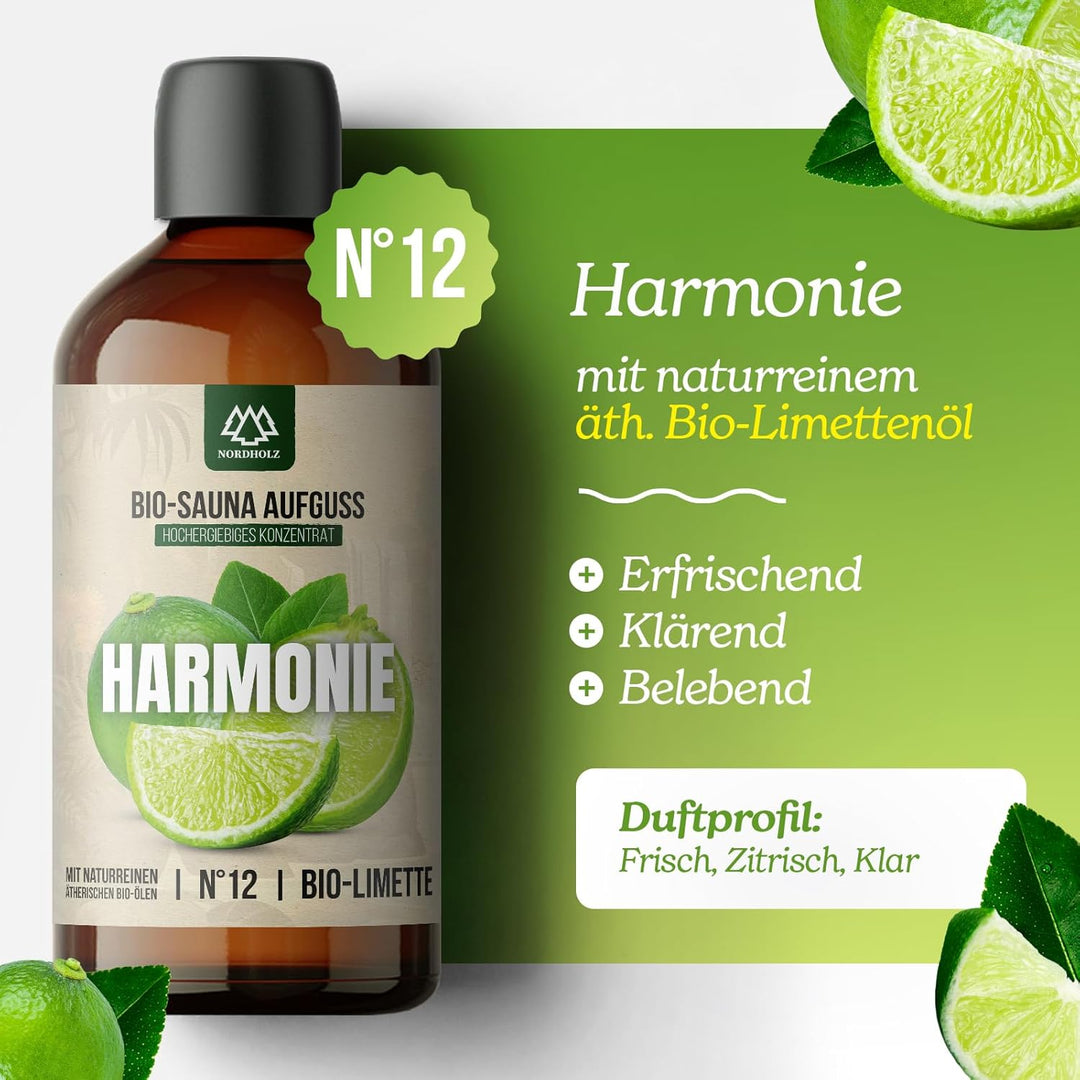NORDHOLZ® Saunaaufguss BIO [NATURREINE ÄTHERISCHE BIO-ÖLE] Sauna Aufgussmittel 