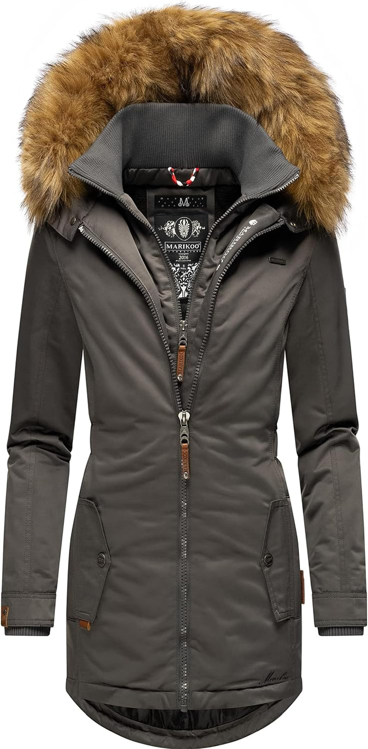 MARIKOO Damen Warmer Winterparka mit Kapuze Sanakoo XS-XXL S Anthracite, S Anthracite