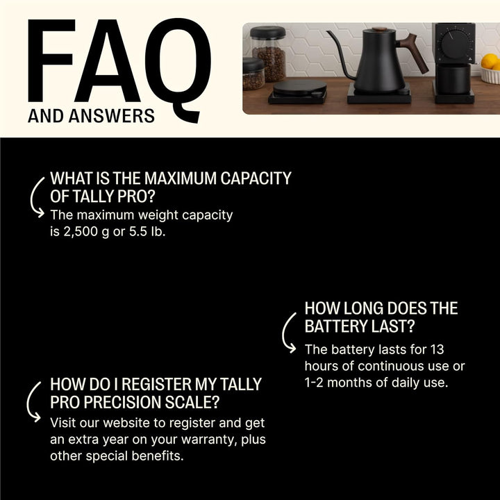 Fellow Tally Pro Studio Digital Kaffeewaage – Präzisionswaage mit Glasoberfläche – Digitale Küchenwa